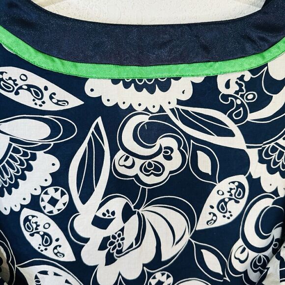 CATO Blue Green Floral Women’s Tunic with Satin Trim & Tie; Size 22/24W‎ Cotton - Picture 9 of 10